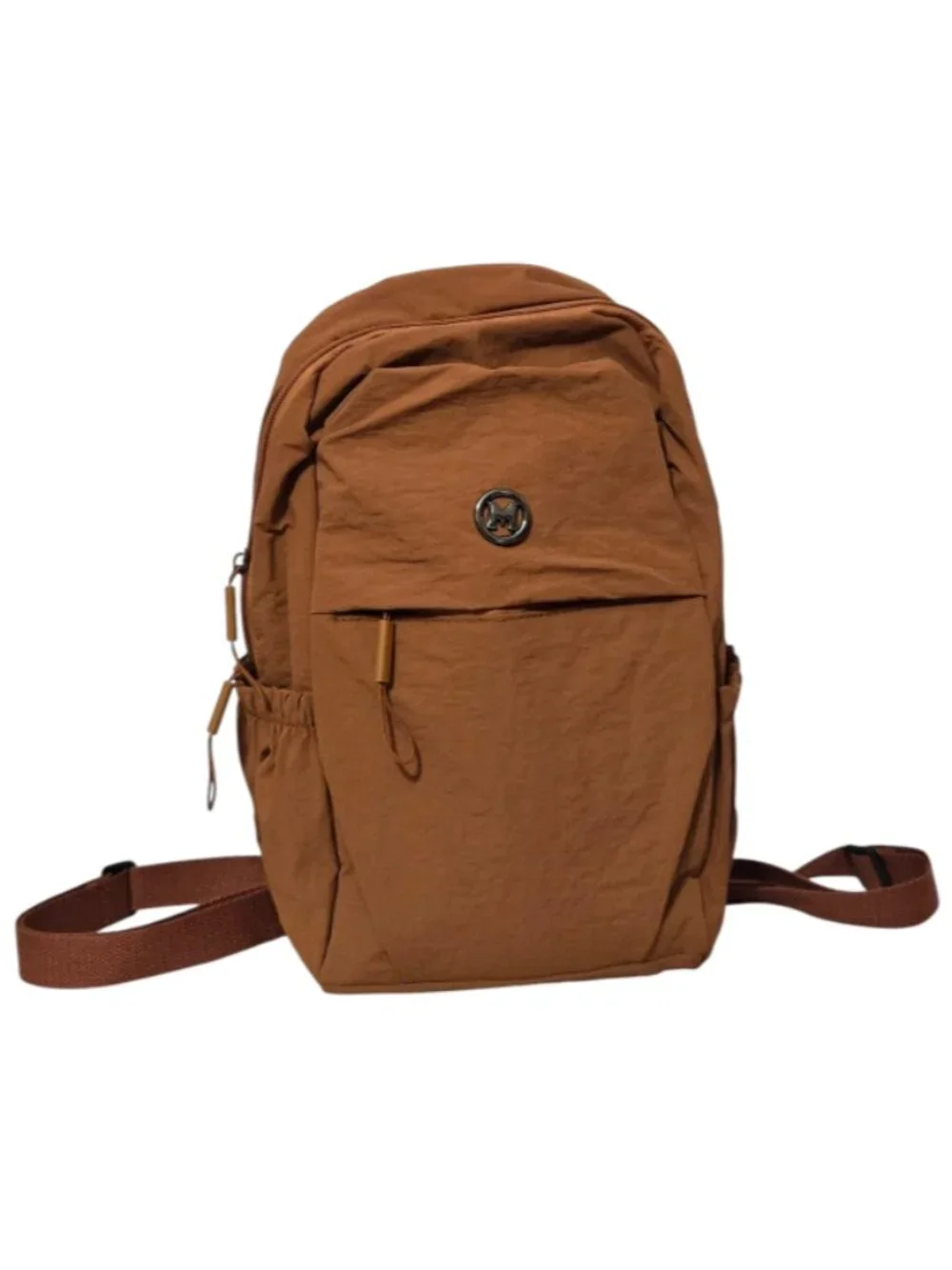 Nylon Convertible Backpack Sling Bag Casual Brown Mini Travel Daypack Adjustable